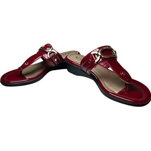 Unisa Red Women's Thong Sandals with Gold Buckle Accent